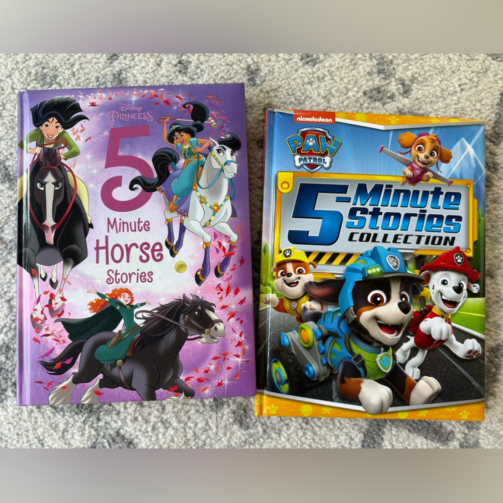 5 minute stories- Paw Patrol and Disney horses-2 books